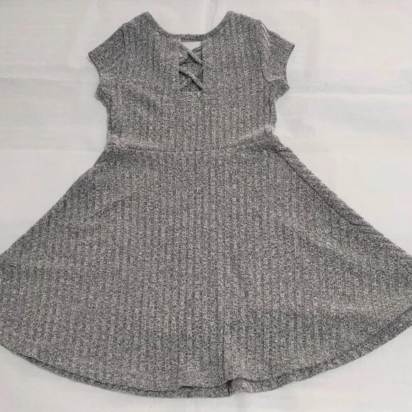 Place PreppyGrey Tweed Empire A Line Modest Swing Dress Open Back Design 5/6 SP - Picture 2 of 6